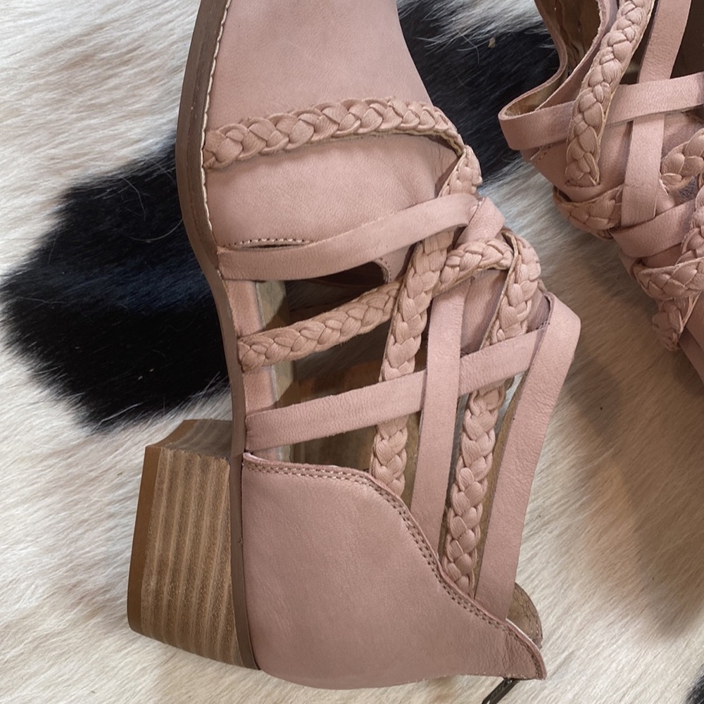 Anthropologie Dusty Rose Braided Ankle Booties - Picture 3 of 9